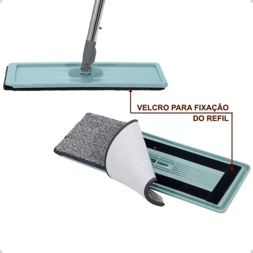 Rodo Flat Mop E Balde Lava Seca Profissional Com 2 Refis