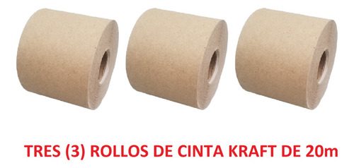 Cinta De Papel Kraft De 60mm X 20m X3 Unidades