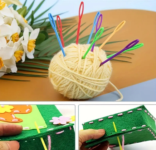 4 Agujas De Plástico 15/9/7/5 Cm Para Coser Lana