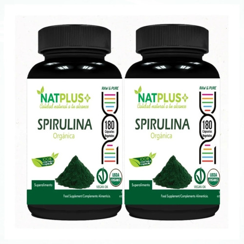 Spirulina 2x180 Capsulas 500mg Antioxidante Anímico 