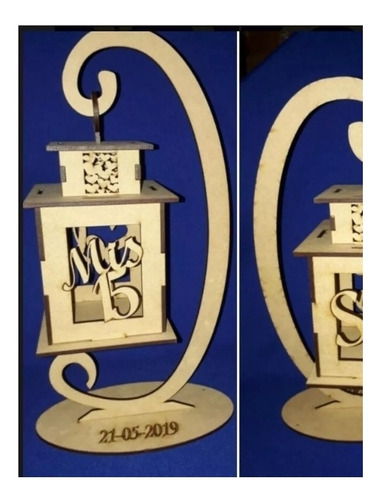 Souvenir Centro Mesa Farol Con Puerta Mdf Por 25 Unidades