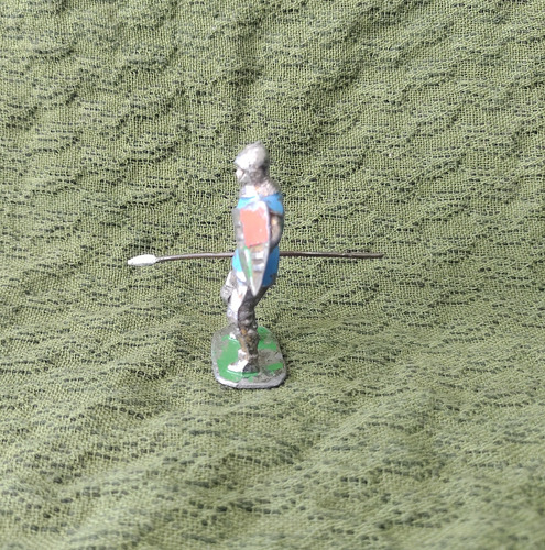 Soldado Plomo Hueco Timpo 1950 Soldado Medieval Lanza 54mm Azul (Usado)
