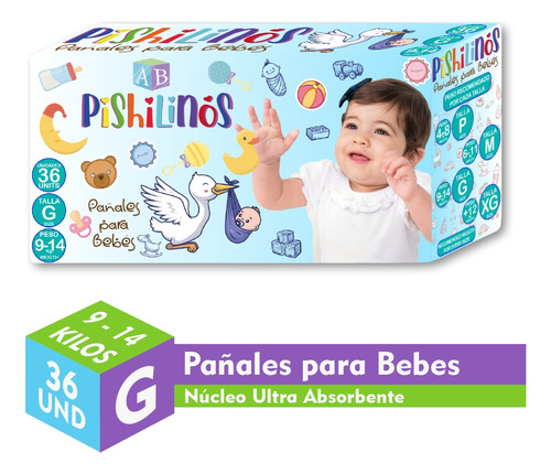 Pañales Para Bebés Talla G Pishilinos. Paquete X 36 