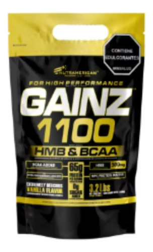 Gainz 1100 Hmb & Bcaa Mass Gainer 3.2 Lb 