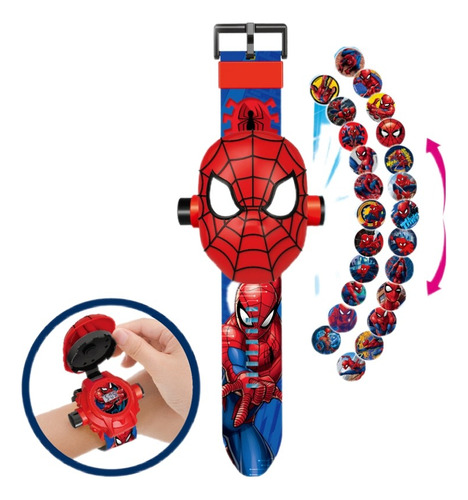 Reloj Proyector 24 Imagenes Spiderman Iron Man Kitty Kuromi 