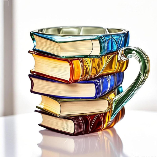 Unique Books Stack Coffee Cup, Painted Book Mug, Novelty 3d