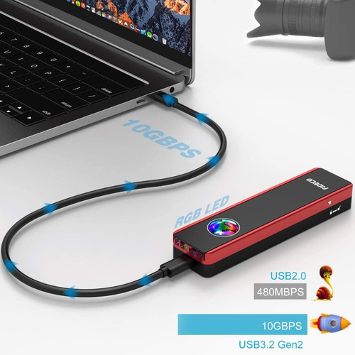 Imagen 2 de 10 de Carry Disk Case M2 Nvme Sata Ssd Usb 3.2 Cooler Fideco Reac