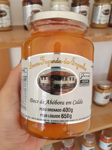 Doce de abóbora em calda artesanal mineiro abóbora Doces Caseiros de Minas sem TACC em vidro 650 kg