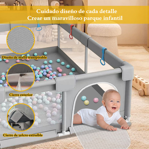 Babeefly Corralito Para Bebe Corral 1.8m X 1.5m De Juegos Bebés Niños Corrales Para Bebés Corralitos Plegable De Juegos Bebés Y Niños Corralito Corral De Seguridad Gimnasio Para Interior Exterior