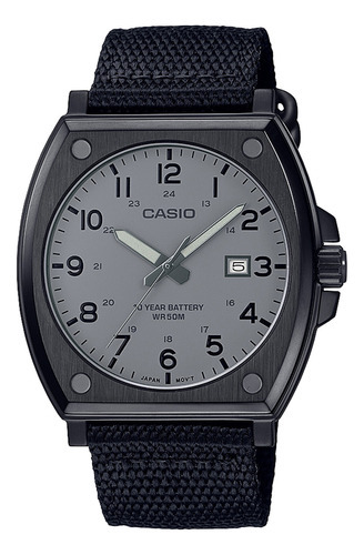 Reloj Casio Mtp-e715c-8a Enticer Analogo Correa De Tela Color de la correa Negro Color del bisel Gris Color del fondo Gris