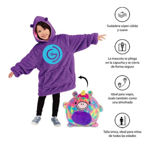 Peluche Polerón Con Capucha Morado - Huggle Pets Divertidos