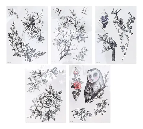 comprar 5 Tatuaje De Flores Mujer Tatuaje Semipermanente Pegatina