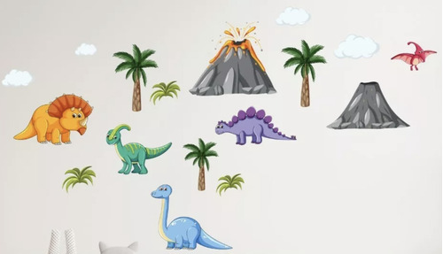 Vinil Decorativo Habitación Dinosaurios Para Pared Niños