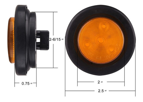 10 Pcs Luces Led Redondas De 2 Pulgadas Ámbar Para Remolque