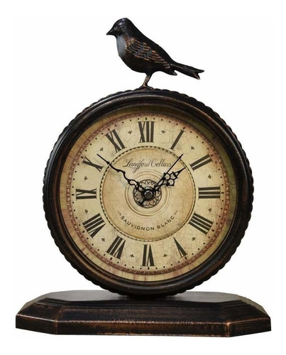 Shisedeco - Reloj De Mesa De Metal Vintage Con Pájaro, Repis