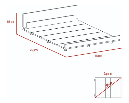 Cama 2 Plazas + Comoda 3 Cajones - Wengue / Miel