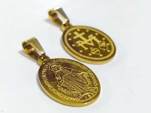 Medalla Milagrosa Acero Baño Oro 18k Dije Religioso Grabado