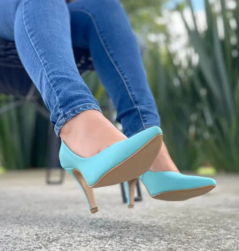 Zapatilla Stiletto Turqueza Alto 8cm Cuotas sin inter s