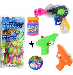 Juguete Burbujero Burbujas + Globos De Agua + Pistola Juego