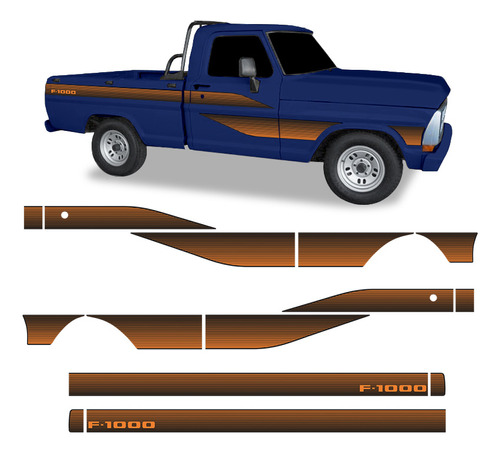 Faixa Ford F-1000 Adesivo Decorativo Lateral Cabine Simples