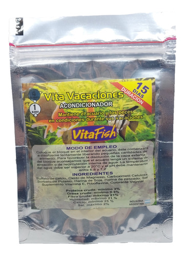 Alimento Vacaciones Para Peces Vitafhish 15 Dias