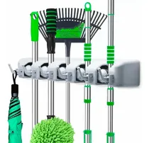 Comprar Porta Escobas Organizador De Escobas 5 Espacios Y Ganchos