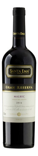 Vinho Chileno Tinto Gran Reserva Santa Ema Malbec Isla de Maipo Garrafa 750ml