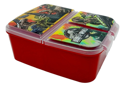 Caja Lunchera Hermetico Con Divisiones Jurassic Word Origin. Color Verde