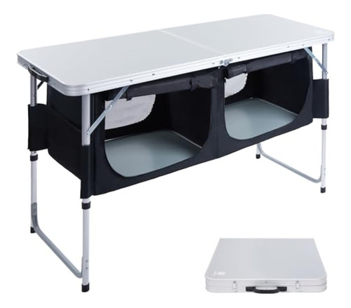 Ever Advanced Folding Camping Table With Storage, 4 Ft * 2