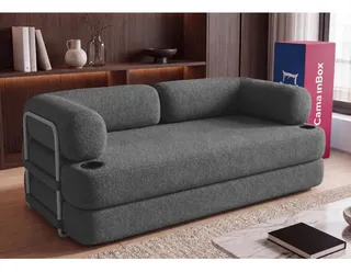 Sofa Cama Orbe 190m Xpand Tech Tecido Boucle Cama Inbox