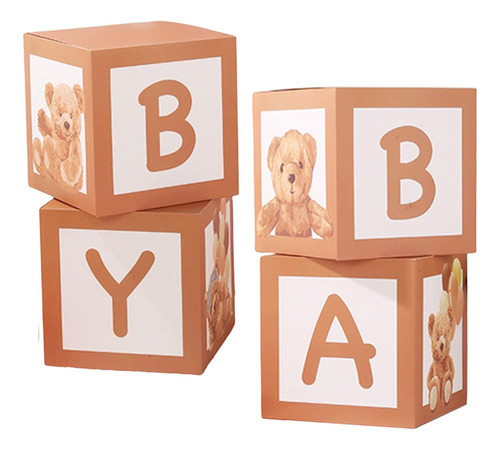4 Cajas Para Bebés Con Letras Y Globos Para Cumpleaños [bu]