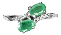 Comprar Bonito Anillo Esmeraldas, Plata 925, Baño Oro Blanco 14 K