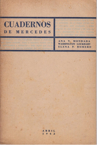 1963 Cuadernos De Mercedes 1 Revista Cultura Lockhart Otros