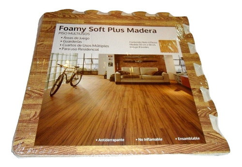 Tapete Piso Foamy Fomi Fomy Imitación Madera 4 Pzas 50x50cm