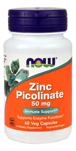 Picolinato De Zinc De Now Foods 50mg 60 Cáps Sistema Inmune