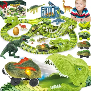 279pzs Juguetes De Dinosaurio Pista Para Niños Con 4 Coches