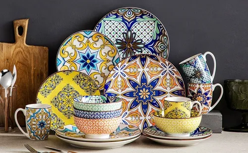Vajilla Porcelana Elegante Moderno 16 Piezas Lujo rabe Colo 5 599