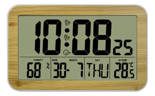 Reloj Despertador De Pared Digital Con Madera Granulada, Mut