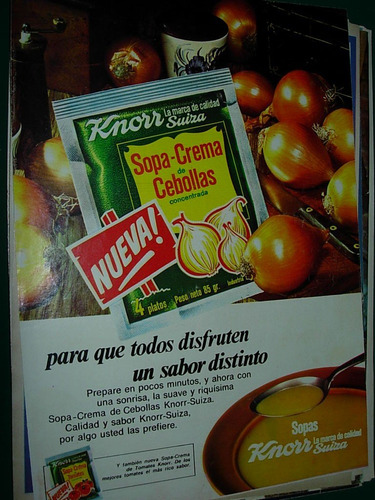 Publicidad Clipping Sopa Crema Cebollas Knorr Suiza Sobre