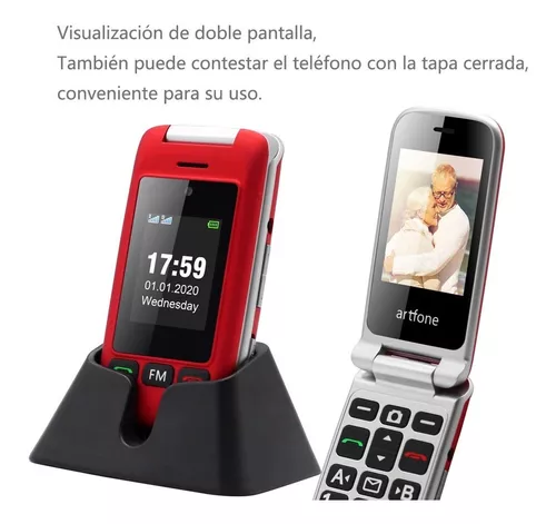 Teléfono móvil de botones grandes, botón de marcación por voz de volumen  alto, teléfono celular para personas mayores Dual SIM 2G para llamada