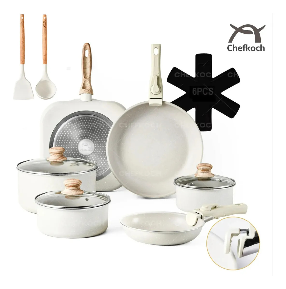 Batería de Cocina Chefkoch de Cerámica 17 Piezas Antiadherente para Inducción