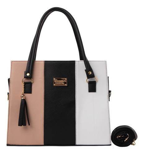 Bolso De Mujer Fana Irem Color Maquillaje / Negro Con Asas