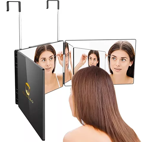 Espejo de pared de 3 vías Auto Corte de pelo, espejo de peluquería