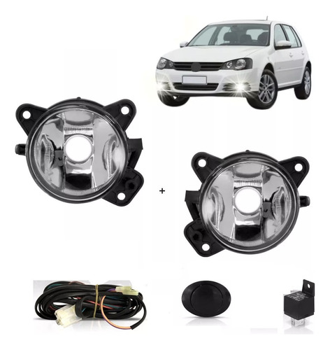 Kit Neblina Farol Auxiliar Completo Golf 2008 2009 2010 Univ