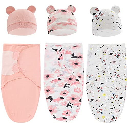 Baby Swaddle Sleep Sack With Hat Set For 0-3 Months 3-pack S