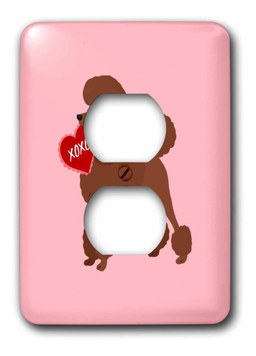 Brown Poodle Valentine Xoxo Dog Cubierta Para Luz