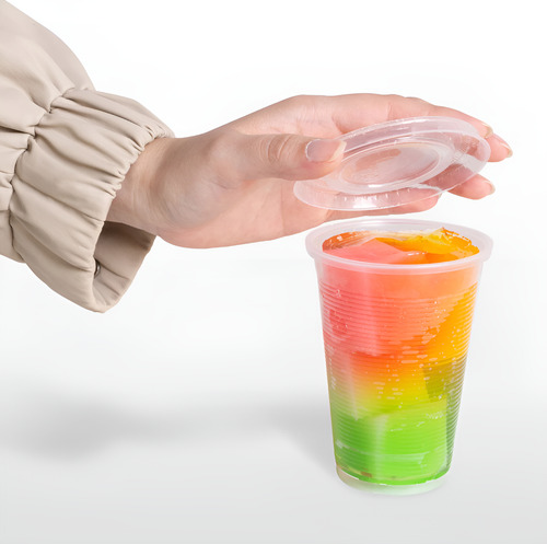 Vaso De Plástico No 8 Oz Con Tapa Lisa, Reyma Paq 50 Juegos Color Blanco