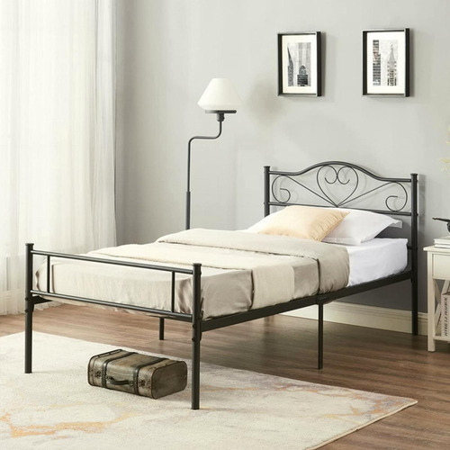 Vecelo Base De Cama De Plataforma De Metal Con Cabecera Y