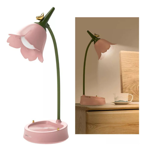 Mz Lámpara De Mesa Led De Flúor, Luz De Escritorio Rosa
