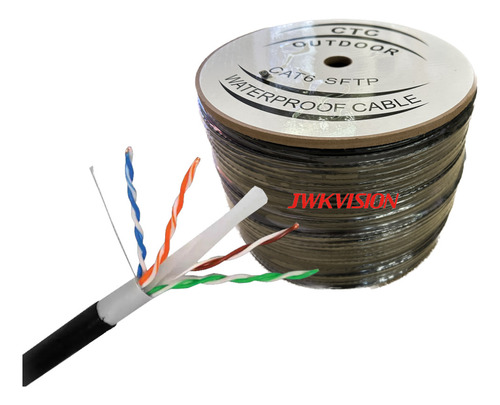 Cable Utp Jwkvision Cat 6 Exterior Doble Forro 23awg Cca 305